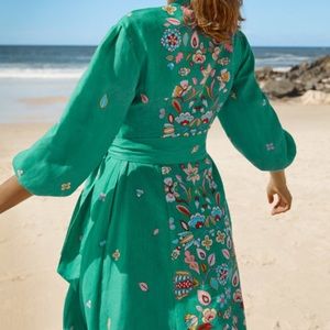 Boden Midi Linen Dress, Green